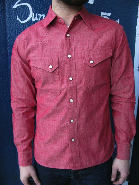 Long sleeve red chambray